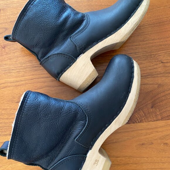 No. 6 Pull On Shearling Clog Boots Black 38 - Picture 7 of 9